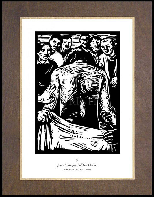 Traditional Stations of the Cross 10 - Jesus is Stripped of His Clothes - Wood Plaque Premium by Julie Lonneman - Trinity Stores