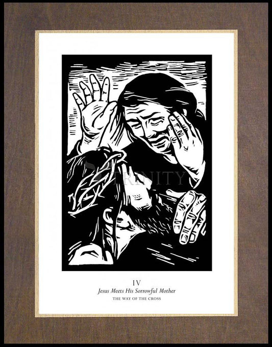 Traditional Stations of the Cross 04 - Jesus Meets His Sorrowful Mother - Wood Plaque Premium by Julie Lonneman - Trinity Stores