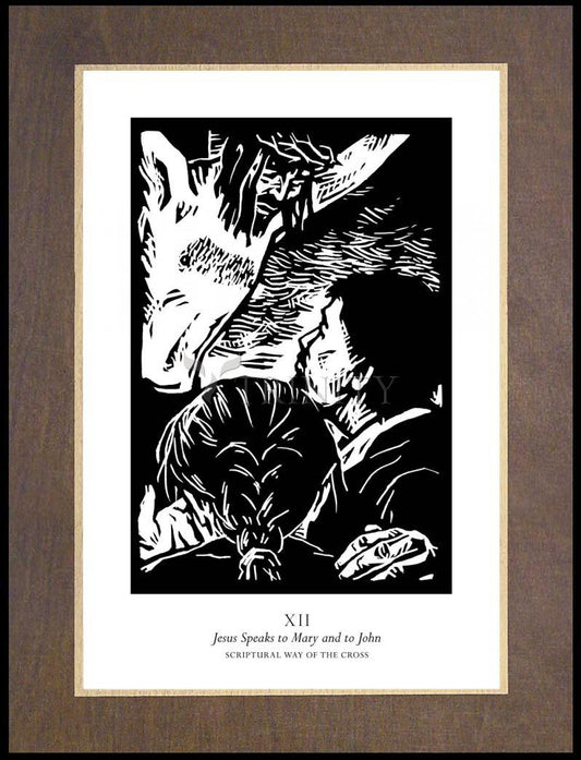 Scriptural Stations of the Cross 12 - Jesus Speaks to Mary and to John - Wood Plaque Premium by Julie Lonneman - Trinity Stores