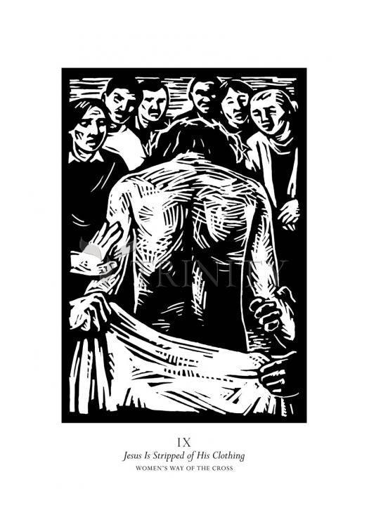 Women's Stations of the Cross 09 - Jesus is Stripped of His Clothing - Holy Card by Julie Lonneman - Trinity Stores