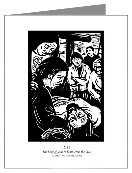 Women's Stations of the Cross 12 - The Body of Jesus is Taken From the Cross - Note Card by Julie Lonneman - Trinity Stores