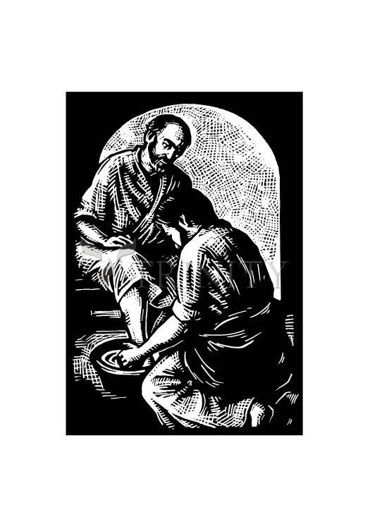 Jesus Washing Peter's Feet - Holy Card by Julie Lonneman - Trinity Stores
