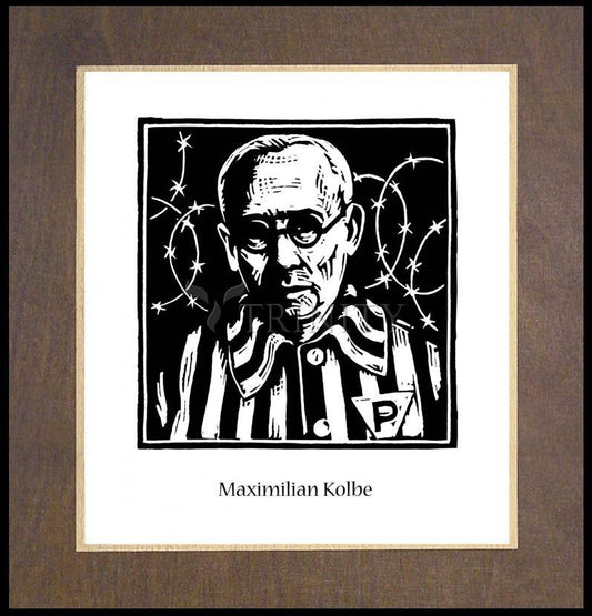 St. Maximilian Kolbe - Wood Plaque Premium by Julie Lonneman - Trinity Stores