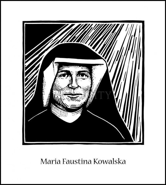 St. Maria Faustina Kowalska - Wood Plaque by Julie Lonneman - Trinity Stores