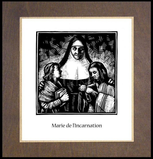 St. Marie of the Incarnation - Wood Plaque Premium by Julie Lonneman - Trinity Stores
