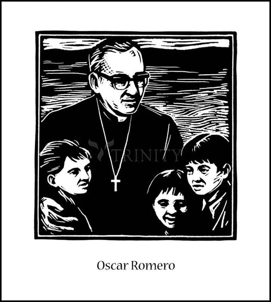 St. Oscar Romero - Wood Plaque by Julie Lonneman - Trinity Stores
