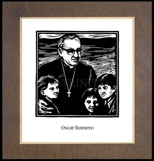 St. Oscar Romero - Wood Plaque Premium by Julie Lonneman - Trinity Stores