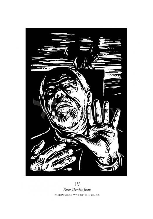 Scriptural Stations of the Cross 04 - Peter Denies Jesus - Holy Card by Julie Lonneman - Trinity Stores