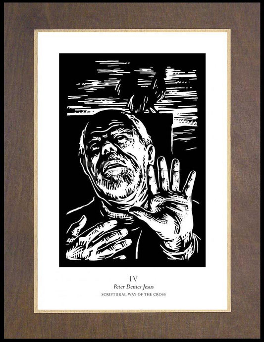 Scriptural Stations of the Cross 04 - Peter Denies Jesus - Wood Plaque Premium by Julie Lonneman - Trinity Stores