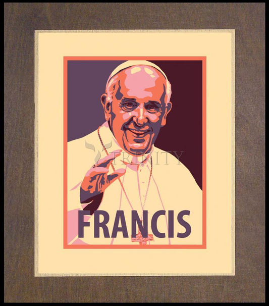 Pope Francis - Wood Plaque Premium by Julie Lonneman - Trinity Stores