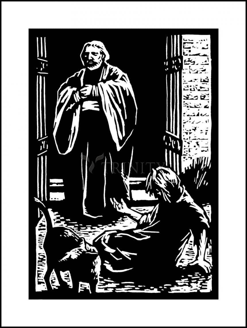 St. Lazarus and Rich Man - Wood Plaque by Julie Lonneman - Trinity Stores