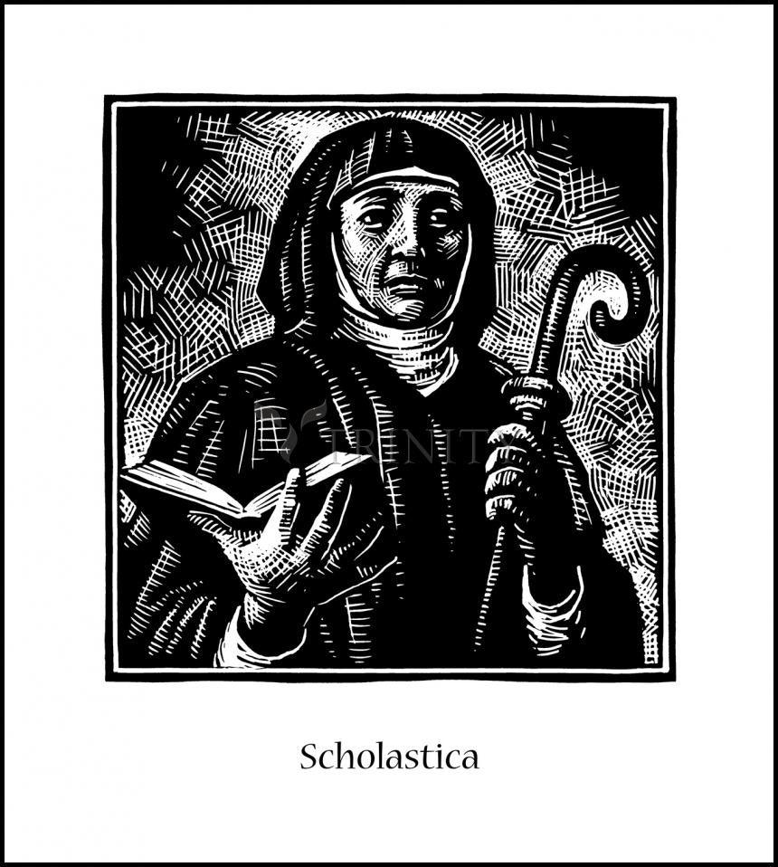 St. Scholastica - Wood Plaque by Julie Lonneman - Trinity Stores