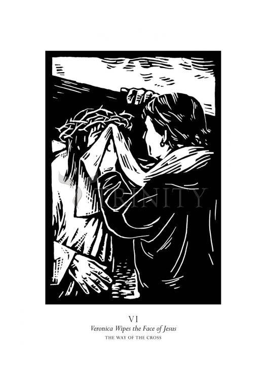 Traditional Stations of the Cross 06 - St. Veronica Wipes the Face of Jesus - Holy Card by Julie Lonneman - Trinity Stores
