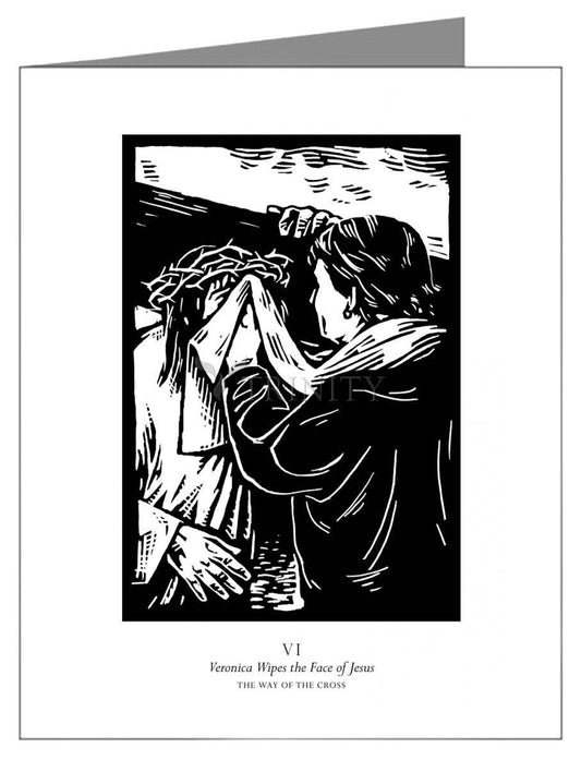 Traditional Stations of the Cross 06 - St. Veronica Wipes the Face of Jesus - Note Card by Julie Lonneman - Trinity Stores
