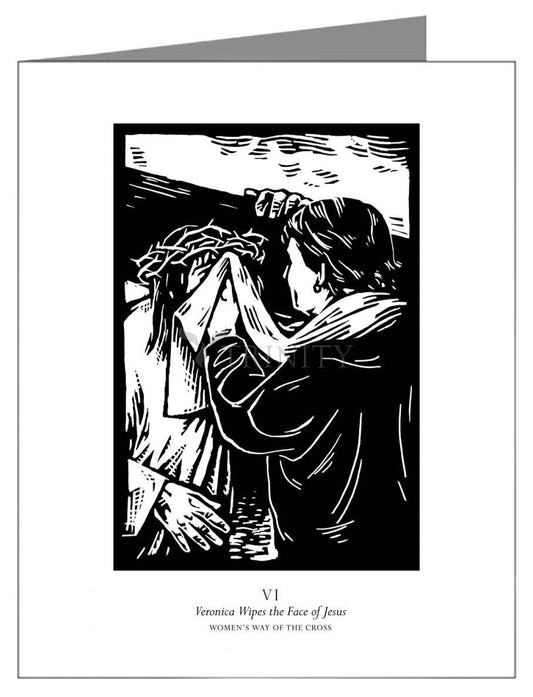 Women's Stations of the Cross 06 - St. Veronica Wipes the Face of Jesus - Note Card by Julie Lonneman - Trinity Stores