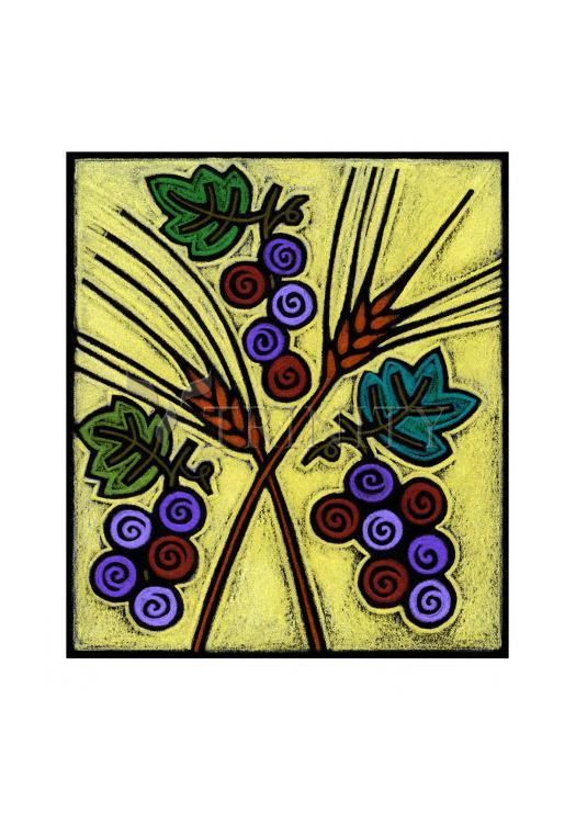 Wheat and Grapes - Holy Card by Julie Lonneman - Trinity Stores
