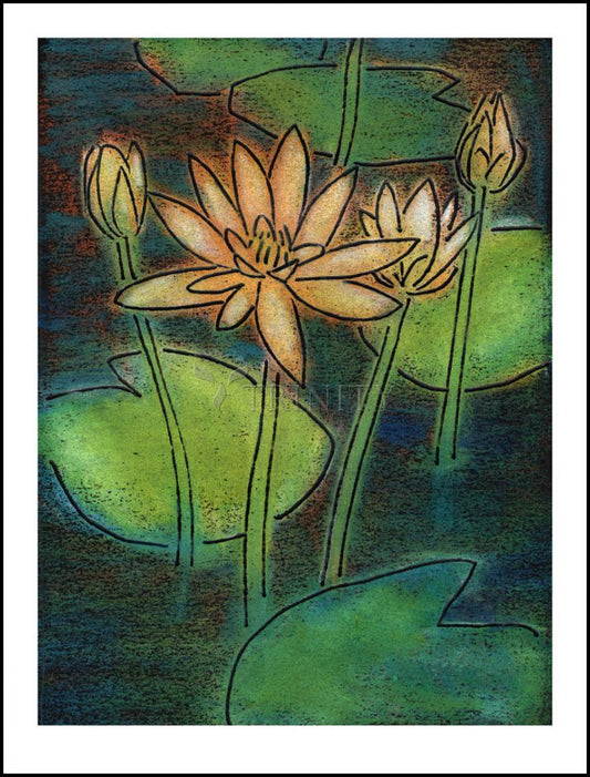 Waterlilies - Wood Plaque by Julie Lonneman - Trinity Stores