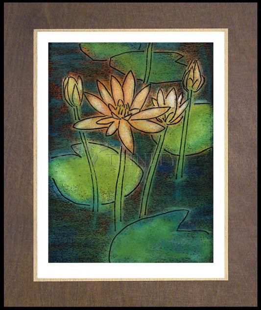 Waterlilies - Wood Plaque Premium by Julie Lonneman - Trinity Stores
