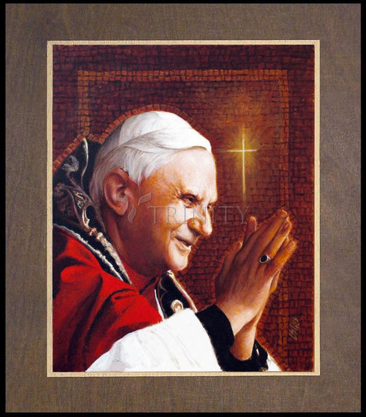 Pope Benedict XVI - Wood Plaque Premium by Louis Glanzman - Trinity Stores