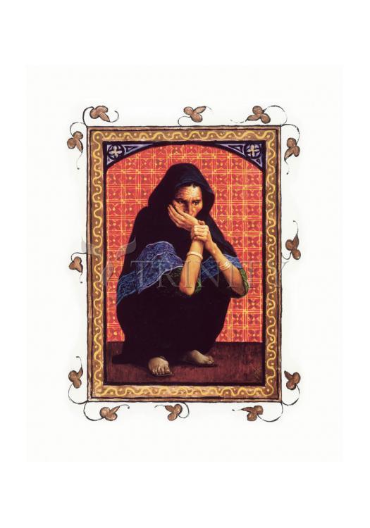 Woman with a Hemorrhage - Holy Card by Louis Glanzman - Trinity Stores