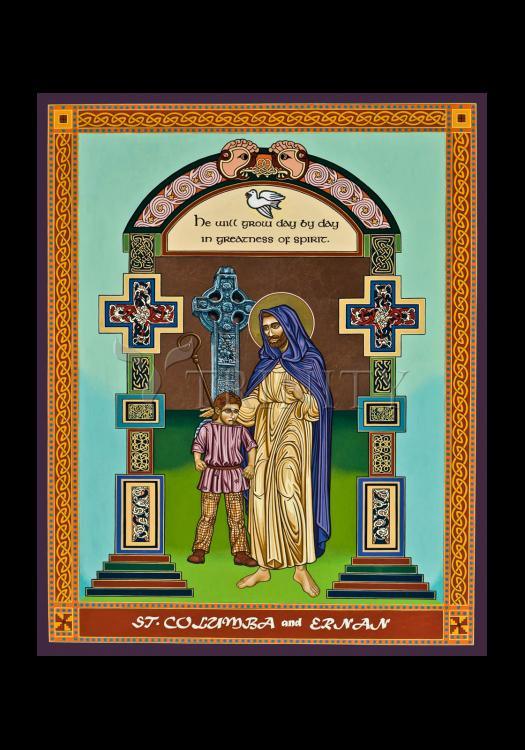 St. Columba and Ernan - Holy Card by Lewis Williams, OFS - Trinity Stores