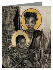 Custom Text Note Card - Christmas Madonna - Haiti by L. Williams
