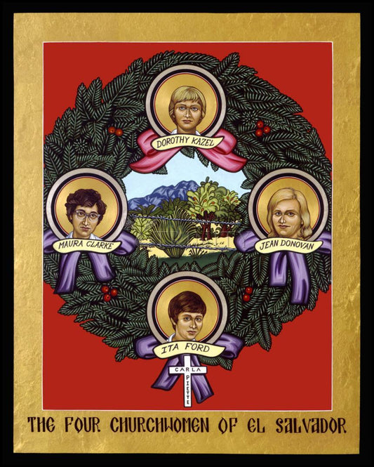 Four Church Women of El Salvador - Wood Plaque by Lewis Williams, OFS - Trinity Stores