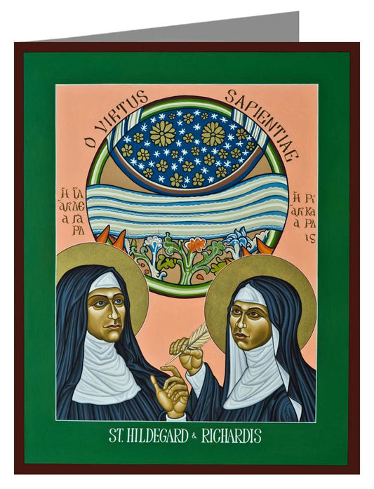 St. Hildegard of Bingen and her Assistant Richardis - Note Card Custom Text by Lewis Williams, OFS - Trinity Stores