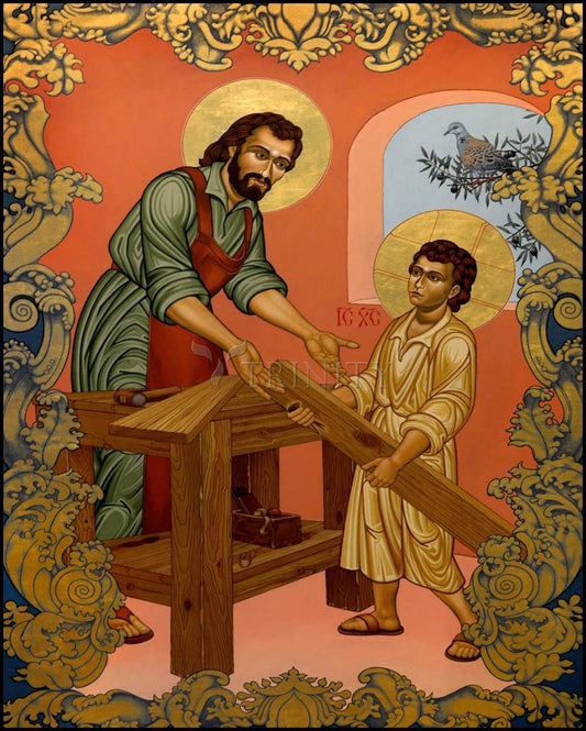 St. Joseph and Christ Child - Wood Plaque by Lewis Williams, OFS - Trinity Stores