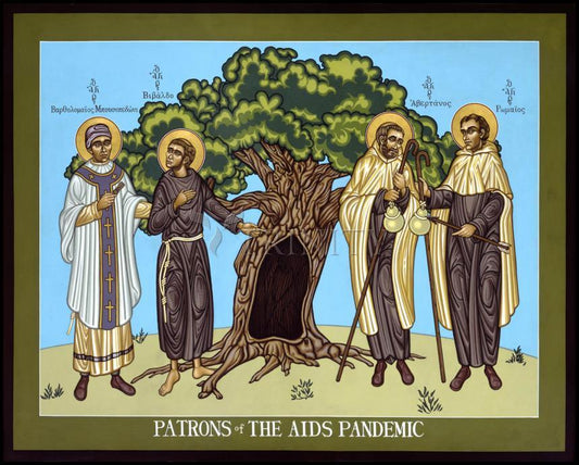Patrons of the AIDS Pandemic - Wood Plaque by Lewis Williams, OFS - Trinity Stores
