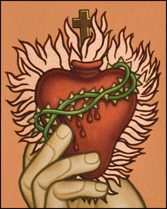 Sacred Heart - Wood Plaque by Lewis Williams, OFS - Trinity Stores