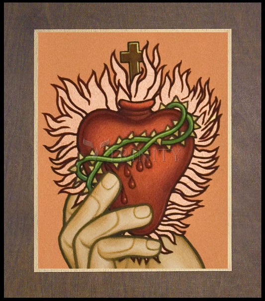 Sacred Heart - Wood Plaque Premium by Lewis Williams, OFS - Trinity Stores