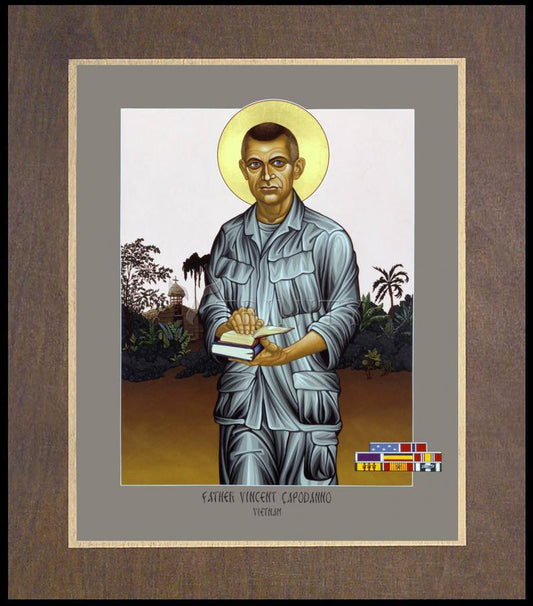 Fr. Vincent Capodanno - Wood Plaque Premium by Lewis Williams, OFS - Trinity Stores