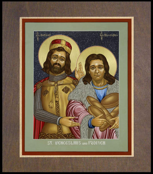 St. Wenceslaus and Podiven, his assistant - Wood Plaque Premium by Lewis Williams, OFS - Trinity Stores