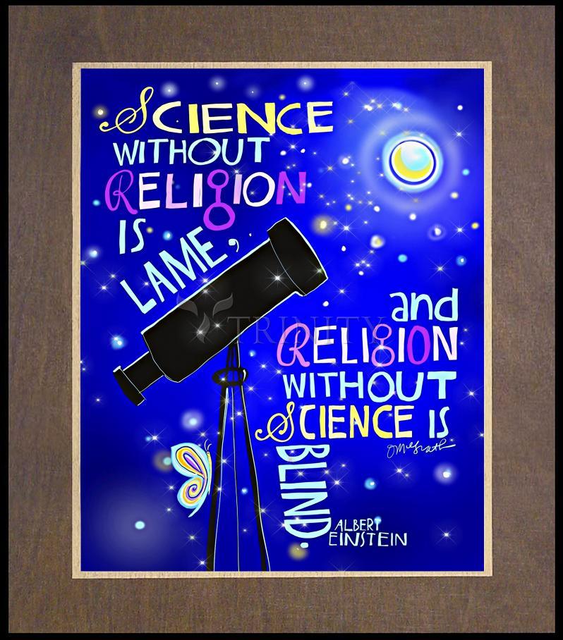 Albert Einstein Saying - Wood Plaque Premium by Br. Mickey McGrath, OSFS - Trinity Stores