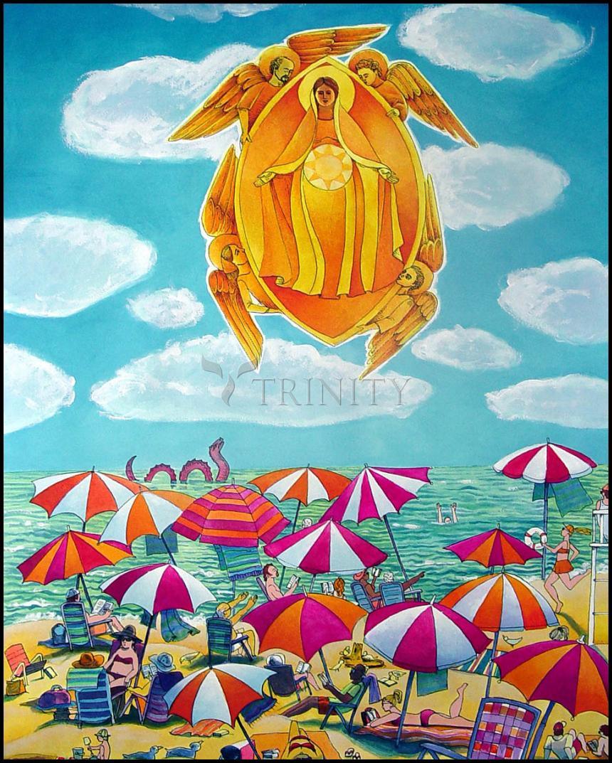 Mary, Assumption Over Bethany - Wood Plaque by Br. Mickey McGrath, OSFS - Trinity Stores