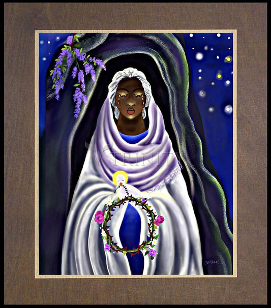 Mother Mary at Tomb - Wood Plaque Premium by Br. Mickey McGrath, OSFS - Trinity Stores