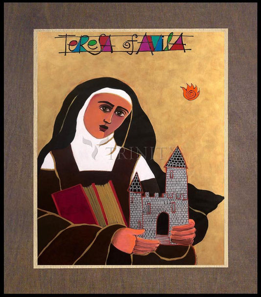 St. Teresa of Avila - Wood Plaque Premium by Br. Mickey McGrath, OSFS - Trinity Stores