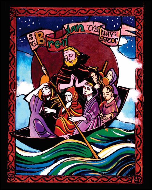 St. Brendan the Navigator - Wood Plaque by Br. Mickey McGrath, OSFS - Trinity Stores