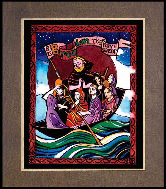 St. Brendan the Navigator - Wood Plaque Premium by Br. Mickey McGrath, OSFS - Trinity Stores