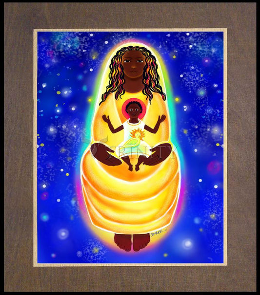 Mary, Cosmic Lady of Light - Wood Plaque Premium by Br. Mickey McGrath, OSFS - Trinity Stores