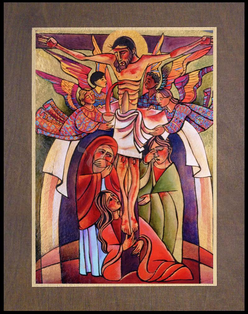 Crucifixion - Wood Plaque Premium by Br. Mickey McGrath, OSFS - Trinity Stores