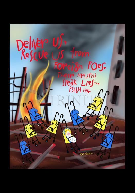 Deliver Us From Foreign Foes - Holy Card by Br. Mickey McGrath, OSFS - Trinity Stores