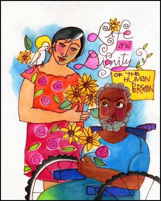 Life and Dignity of the Human Person - Wood Plaque by Br. Mickey McGrath, OSFS - Trinity Stores