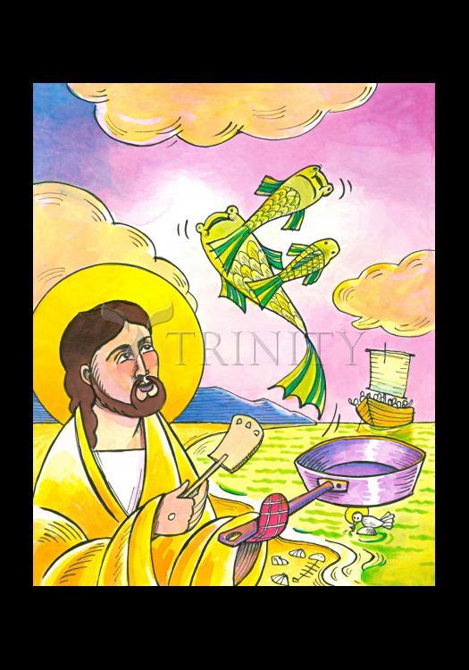 Jesus: Fish Fry With Friends - Holy Card by Br. Mickey McGrath, OSFS - Trinity Stores