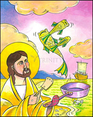 Wood Plaque - Jesus: Fish Fry With Friends by M. McGrath