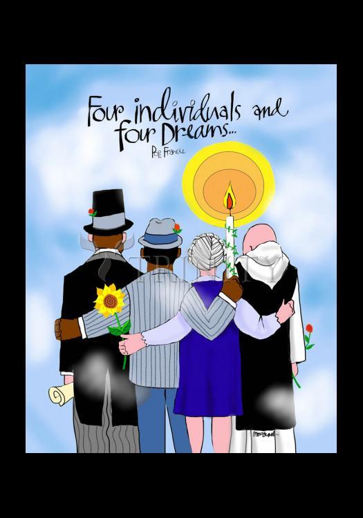 Four Individuals and Four Dreams - Holy Card by Br. Mickey McGrath, OSFS - Trinity Stores