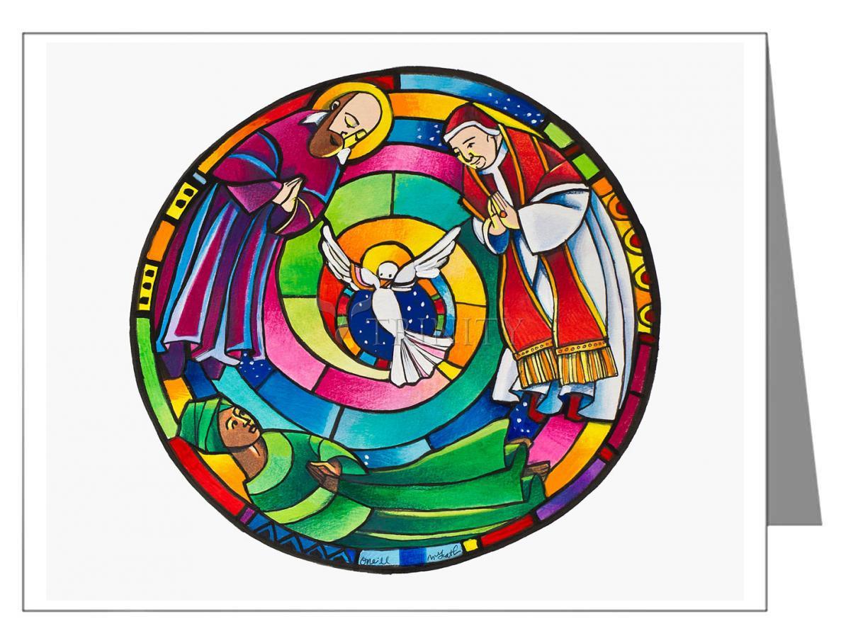 St. Francis de Sales, Thea Bowman, St. John XXIII Mandala - Note Card by Br. Mickey McGrath, OSFS - Trinity Stores