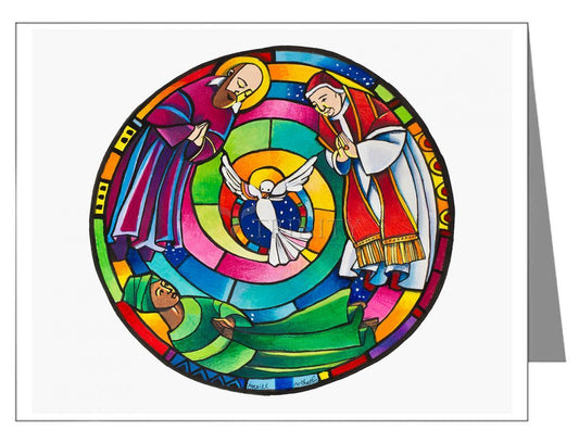 St. Francis de Sales, Thea Bowman, St. John XXIII Mandala - Note Card by Br. Mickey McGrath, OSFS - Trinity Stores
