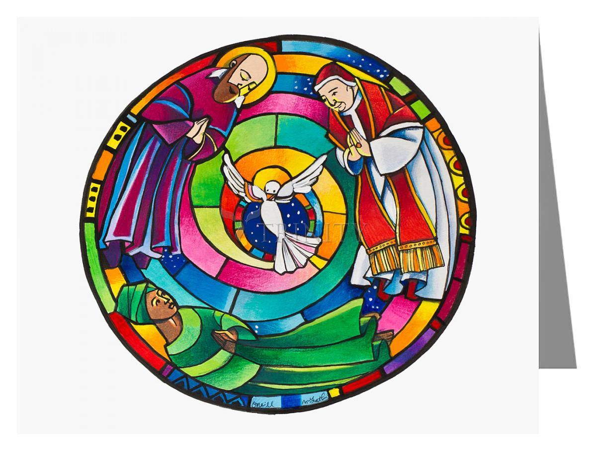 St. Francis de Sales, Thea Bowman, St. John XXIII Mandala - Note Card Custom Text by Br. Mickey McGrath, OSFS - Trinity Stores